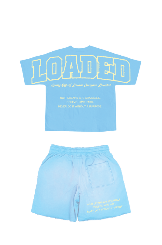 "Affirmations" Short Set Light Blue