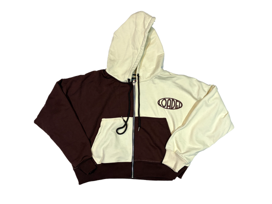 Crop Zip Up Patch Hoodie